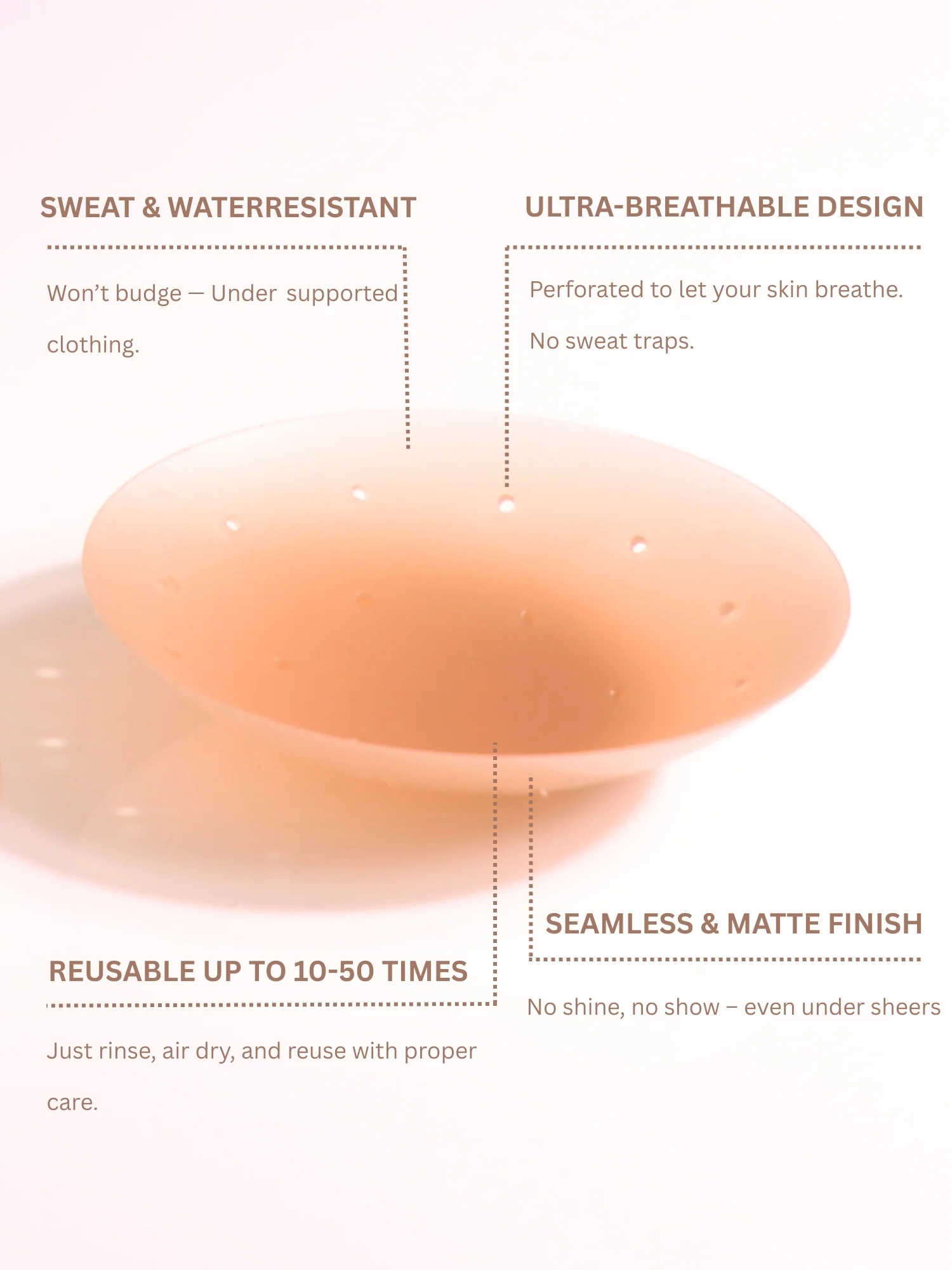 Reusable Adhesive Nipple Pasties – Medical Grade Silicone, Water Resistant, Perforated, Matte Finish - Image 4
