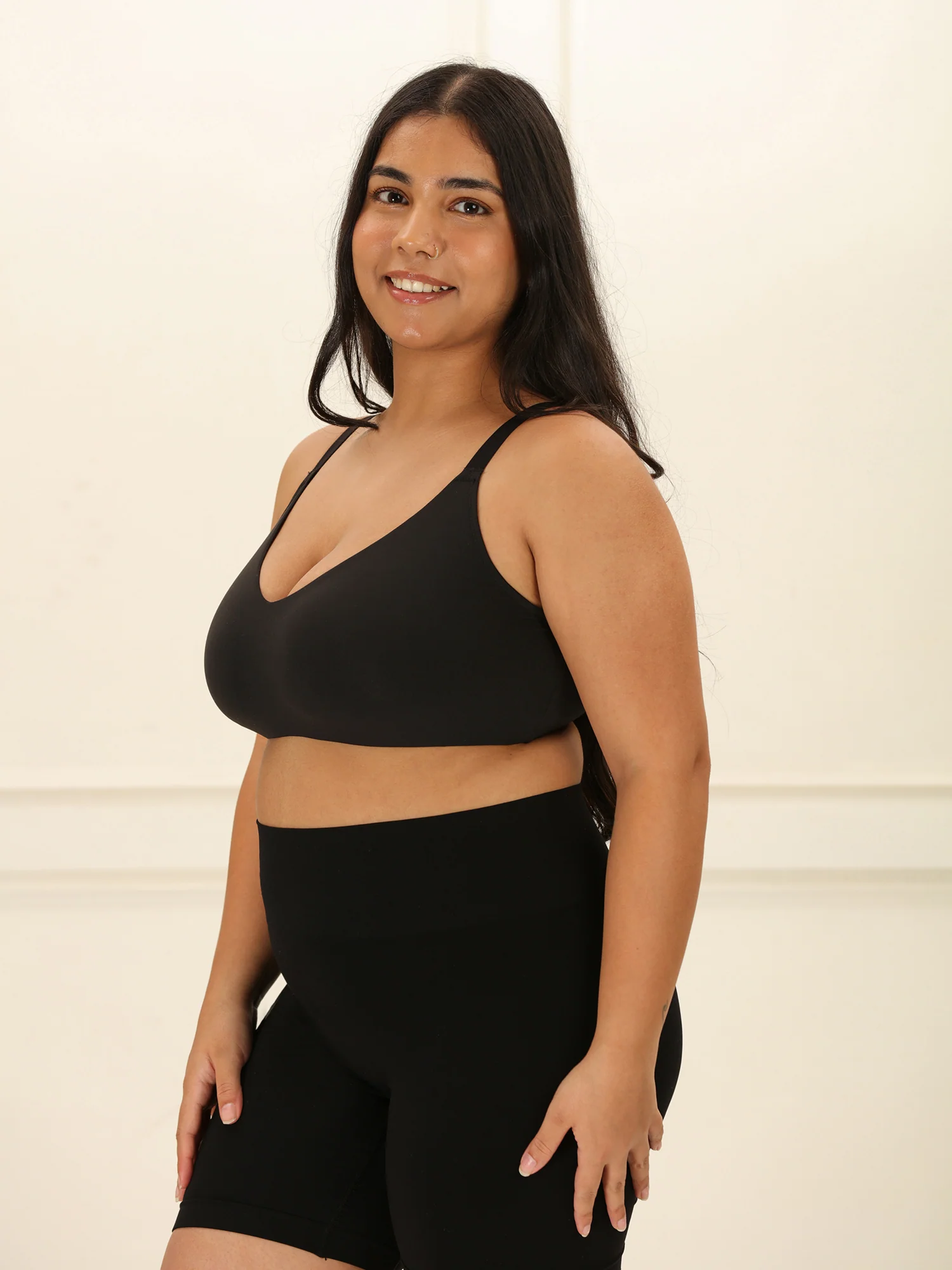 Crossover Bralette - Non-Padded Seamless Balconette Bra with V-Neck Design - Image 6