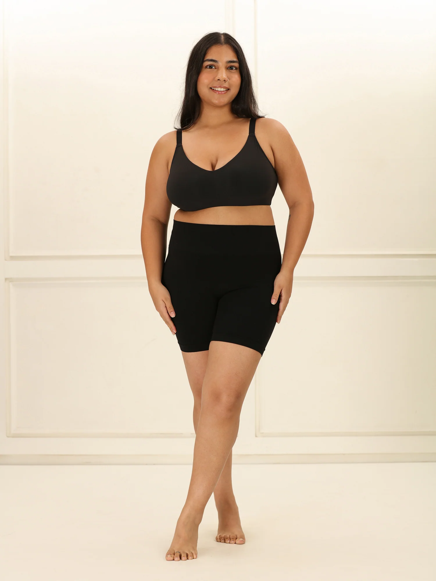Crossover Bralette - Non-Padded Seamless Balconette Bra with V-Neck Design - Image 7