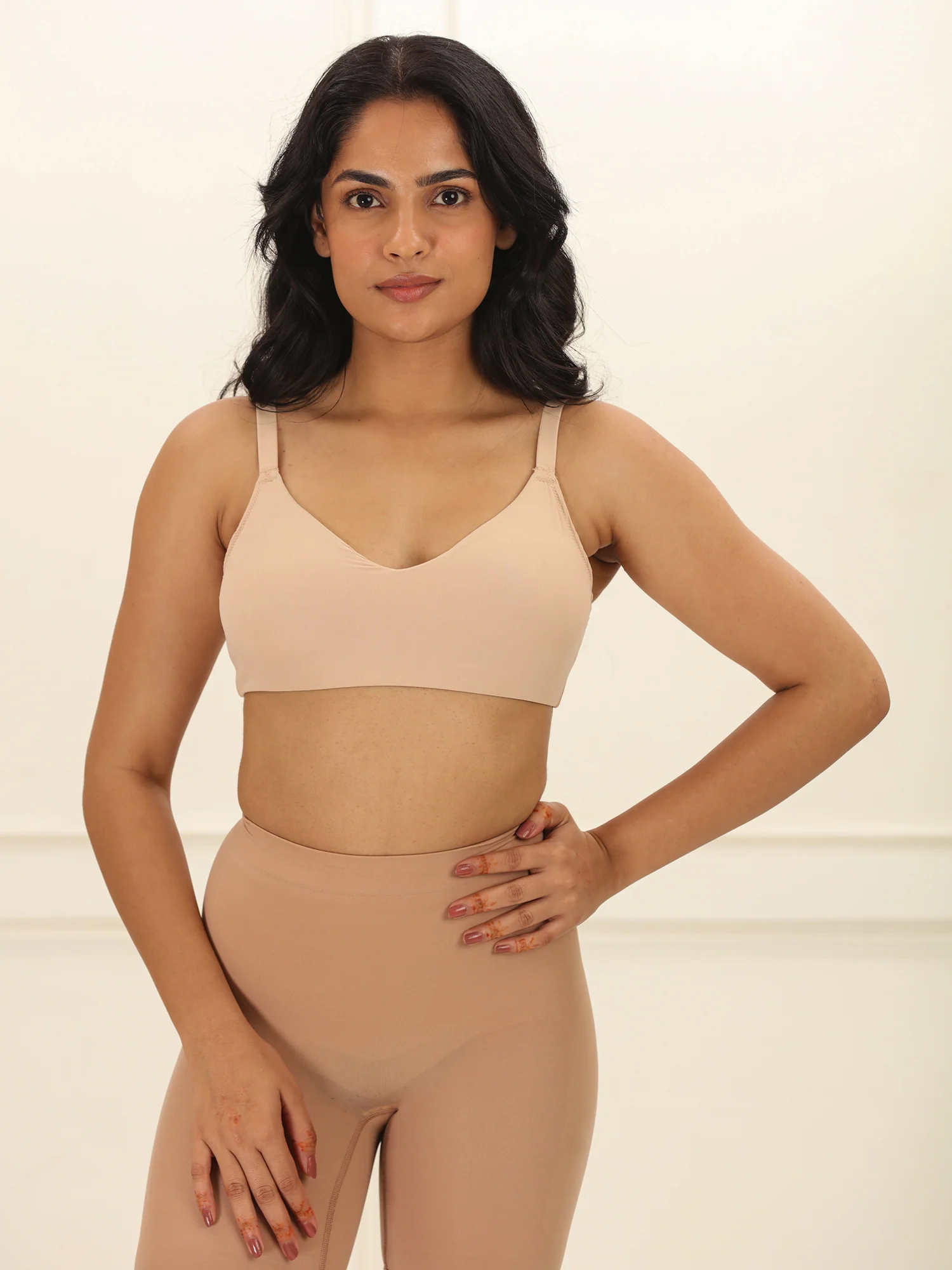 Crossover Bralette - Non-Padded Seamless Balconette Bra with V-Neck Design - Image 8