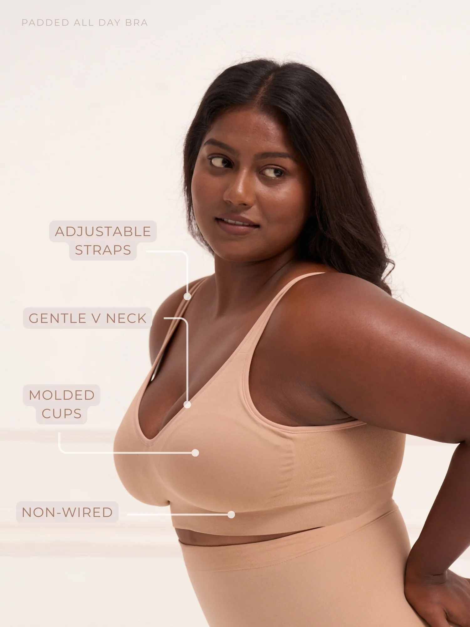 Padded All Day Bra - Lightly Padded Wireless T Shirt Bra with Full Coverage - Image 11