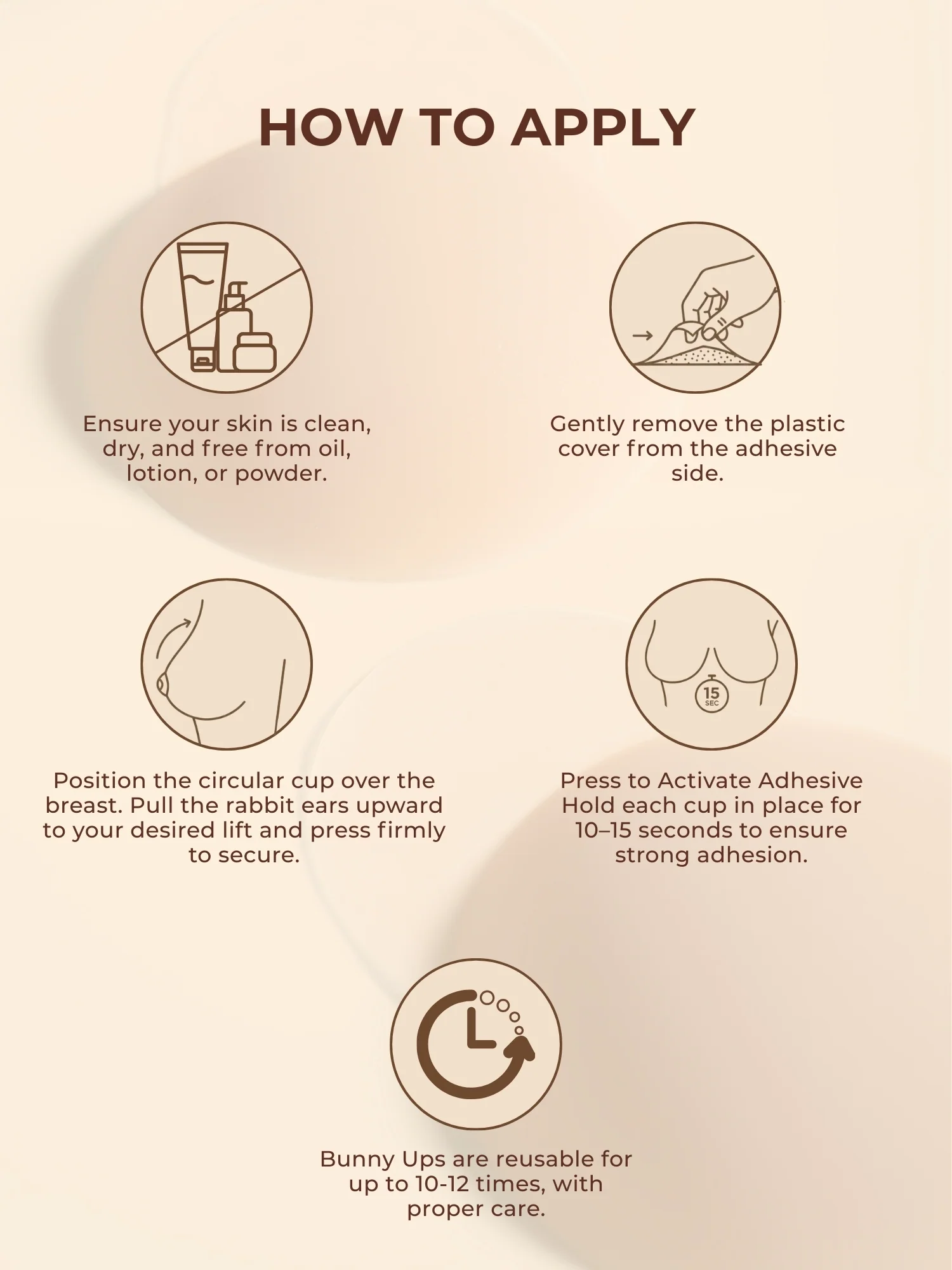 Reusable Adhesive Bunny Ups – Rabbit Ear Lift Design, Non-Adhesive Nipple Zone, Extra Lift Support - Image 6