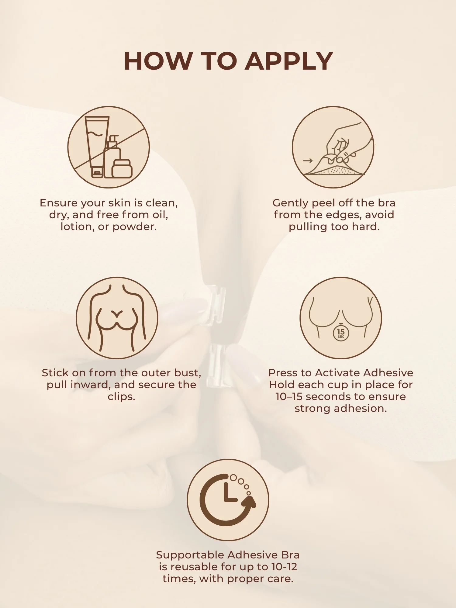 Adhesive Bra with Front Clip – Cotton, AirLock Glue, Extra Lift & Shape, Seamless Invisible Finish - Image 5