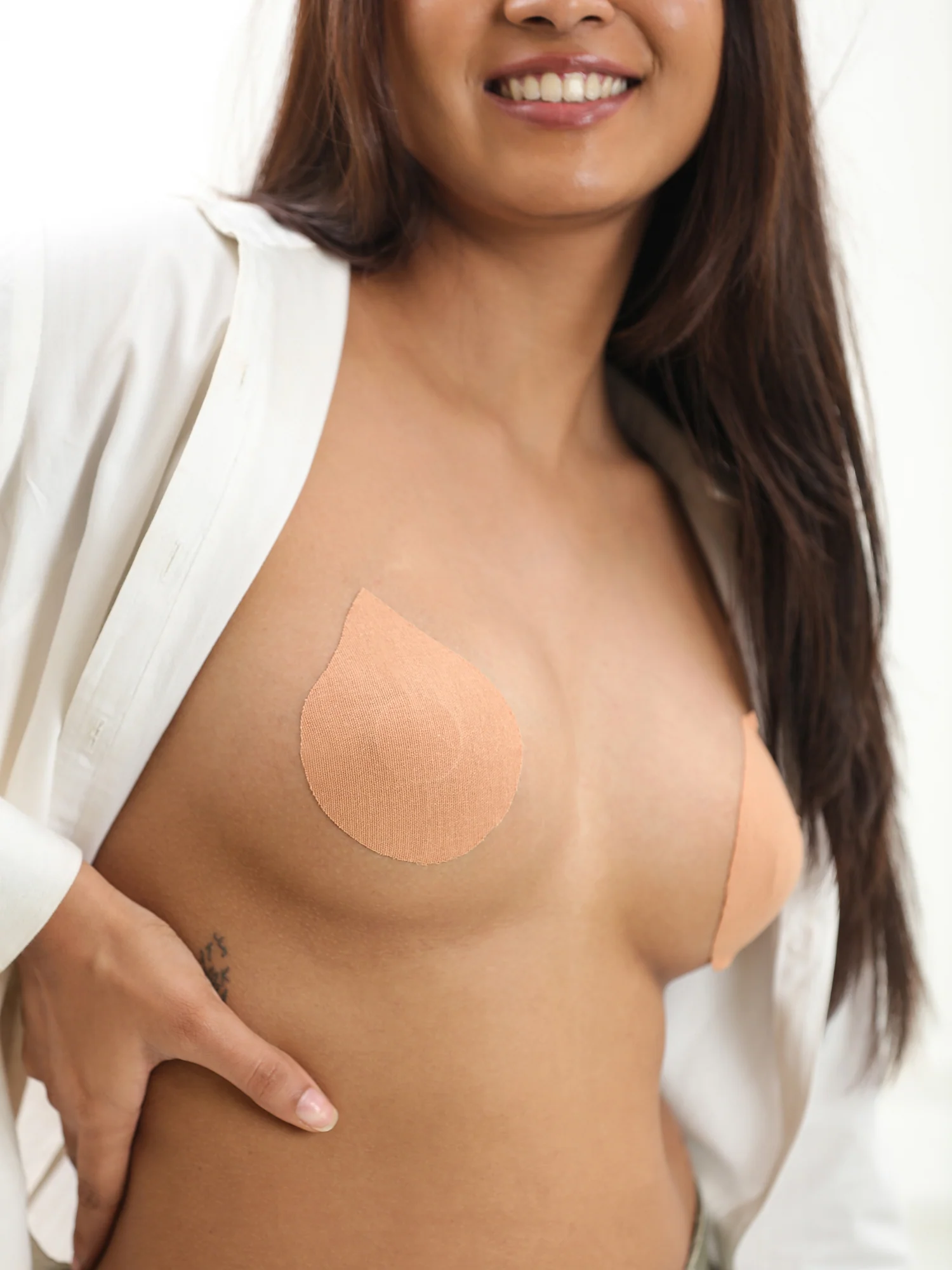 Tear Drop Nipple Pasties – Cotton, Medical Grade Adhesive, Deep V & Plunge Neckline Coverage | Pair of 5 - Image 3