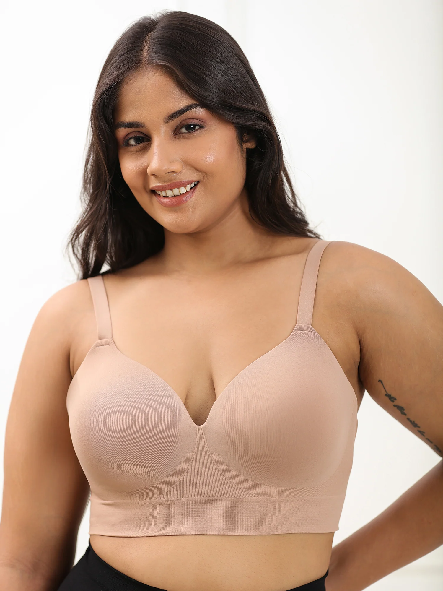 Wireless Support Bra - Non-Wired T-Shirt Bra with Full Coverage Support - Image 17